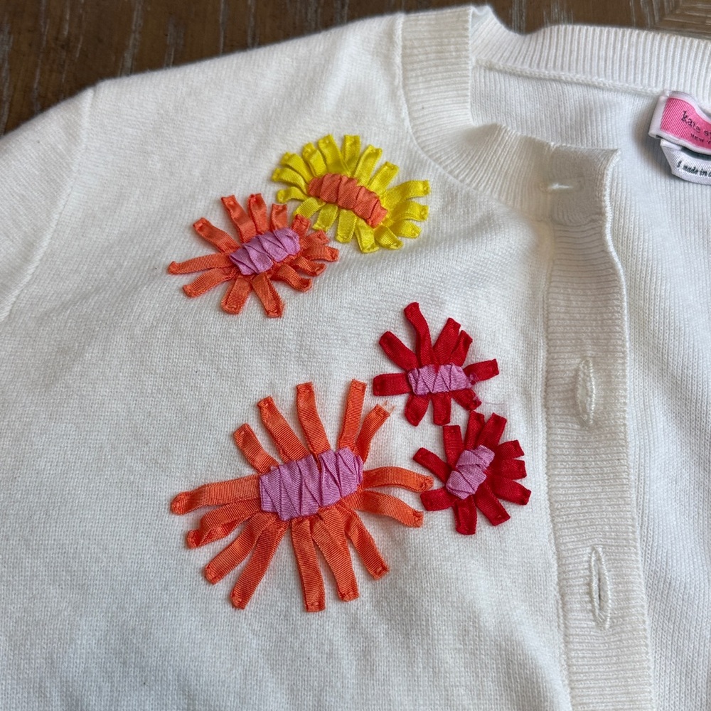 Kate Spade Cream Cardigan with Colorful Floral details - Picture 4 of 12